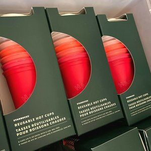 Starbucks Winter Holiday Christmas Reusable Hot Cups 6 Pack & Lids BPA Free New